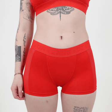 Bria Women's Boyshort - Mesh Panels - Scarlet