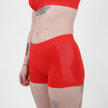 Bria Women's Boyshort - Mesh Panels - Scarlet