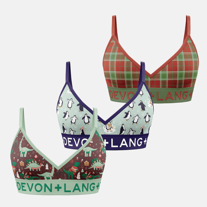 Bria Bralette - Multi-Packs - Chilly Dinos/Penguin Party/Vintage Tartan