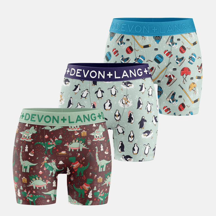 Bria Women's Boxer Brief - Multi-Packs - Chilly Dinos/Penguin Party/Ice Hockey
