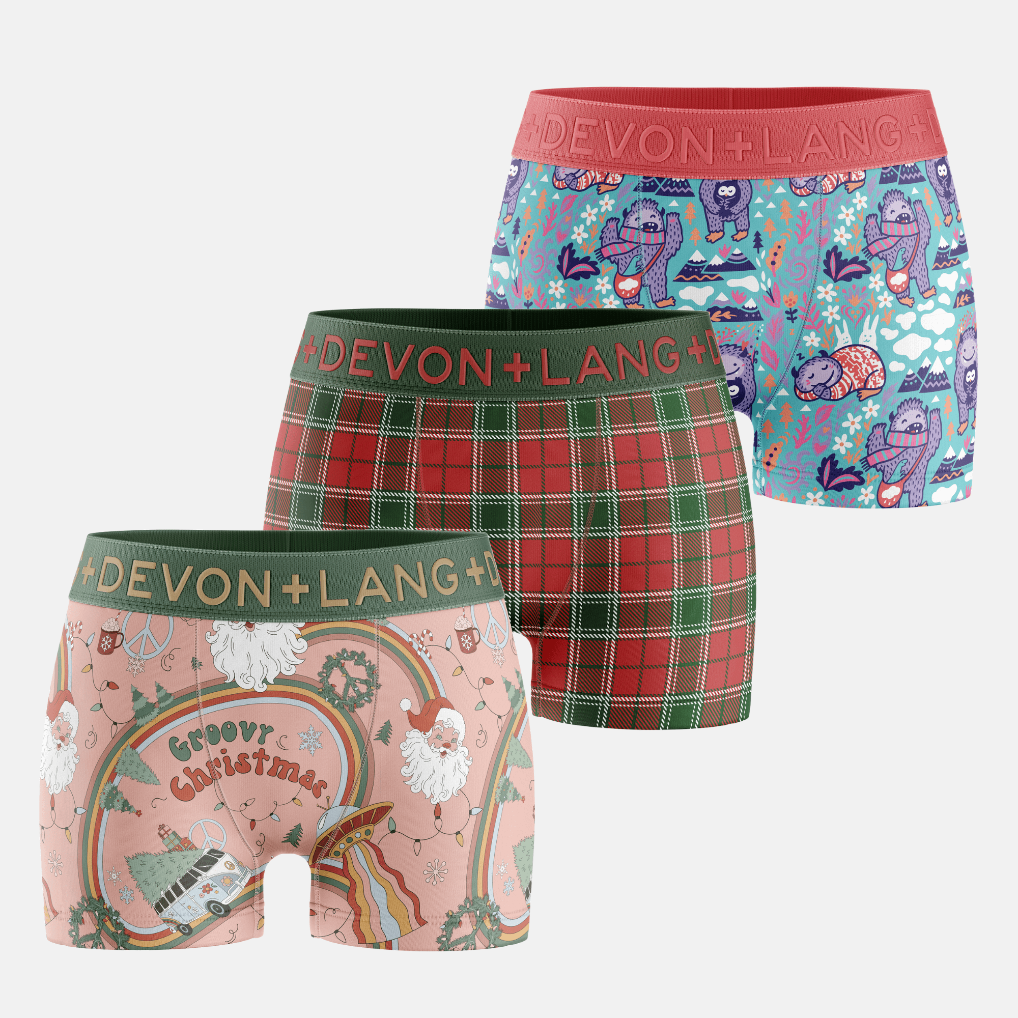 Bria Boyshort - Multi-Packs - Hippie Santa/Vintage Tartan/Cozy Yeti