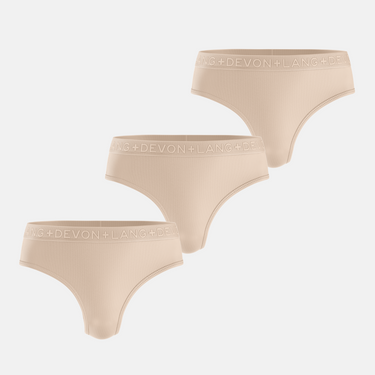 Katrina Everyday Thong - Multi-Packs - No Mesh Panels - Sand