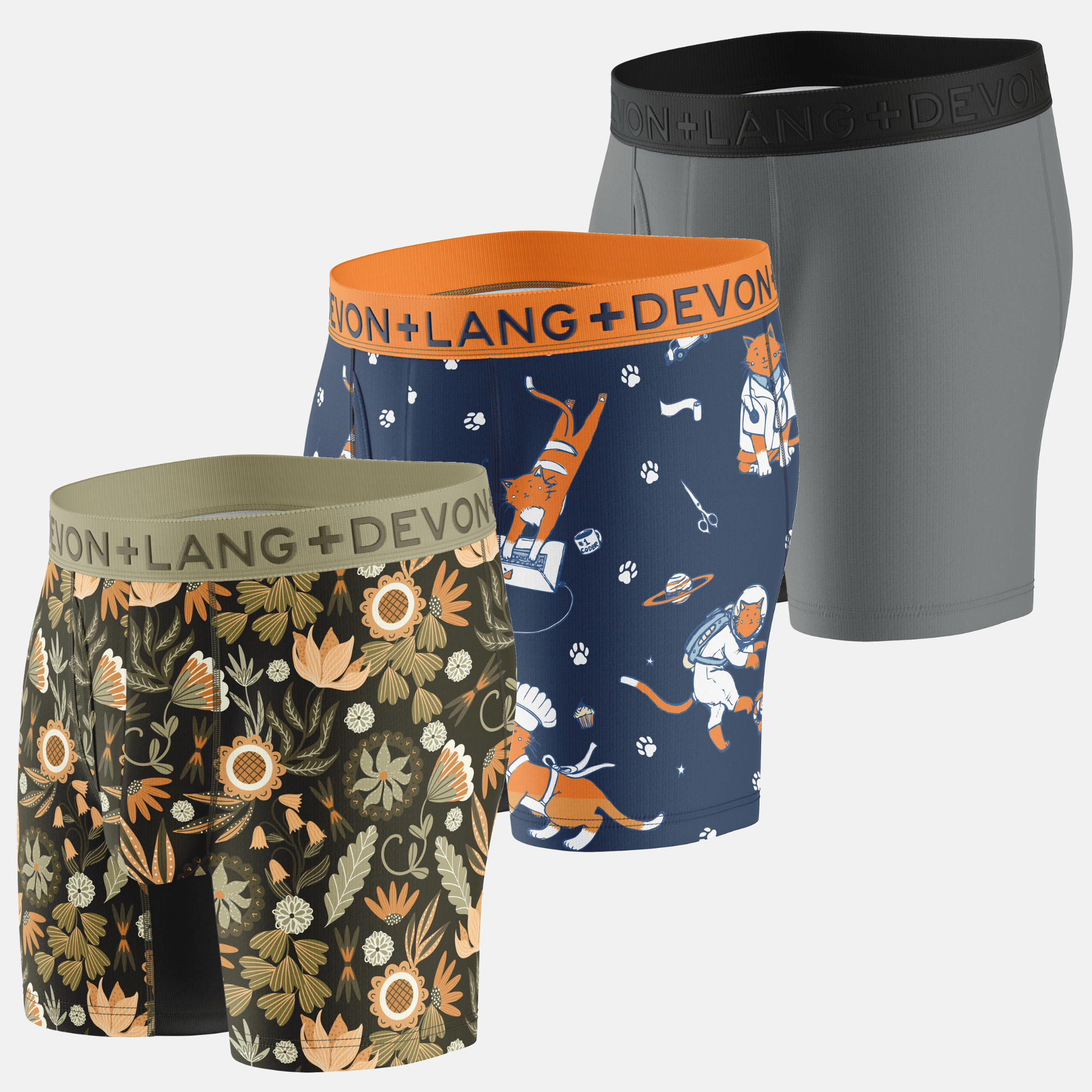 Journey Boxer Brief - Multi-Packs - Cats With Jobs/Fall Florals/Slate Grey