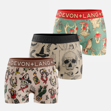 Bria Women's Boyshort - Multi-Packs - Vintage Outlaws/Spooky/Forest Mushroom