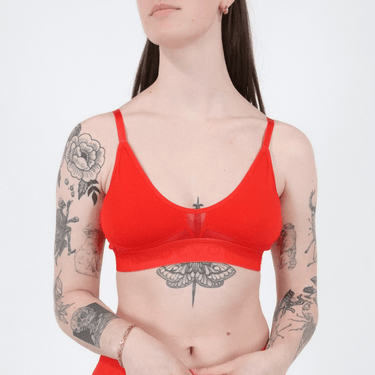 Bria Bralette - Mesh Panels - Scarlet
