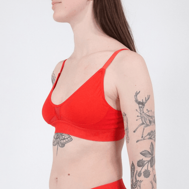Bria Bralette - Mesh Panels - Scarlet