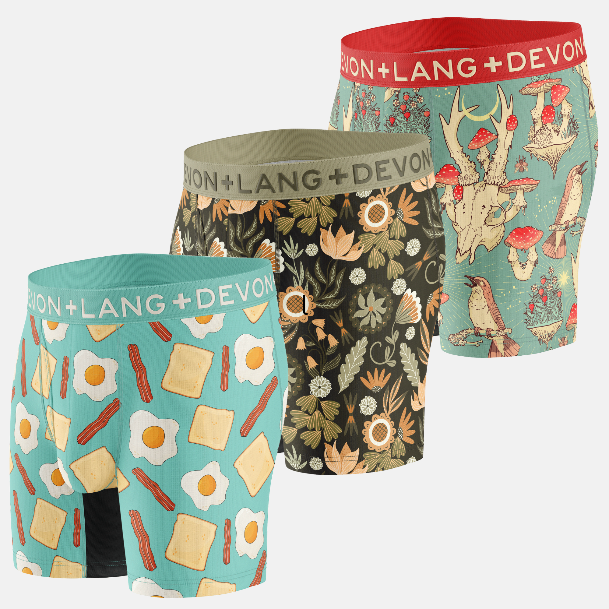 Journey Boxer Brief - Multi-Packs - Sunny Side Up/Rustic Florals/Forest Mushroom
