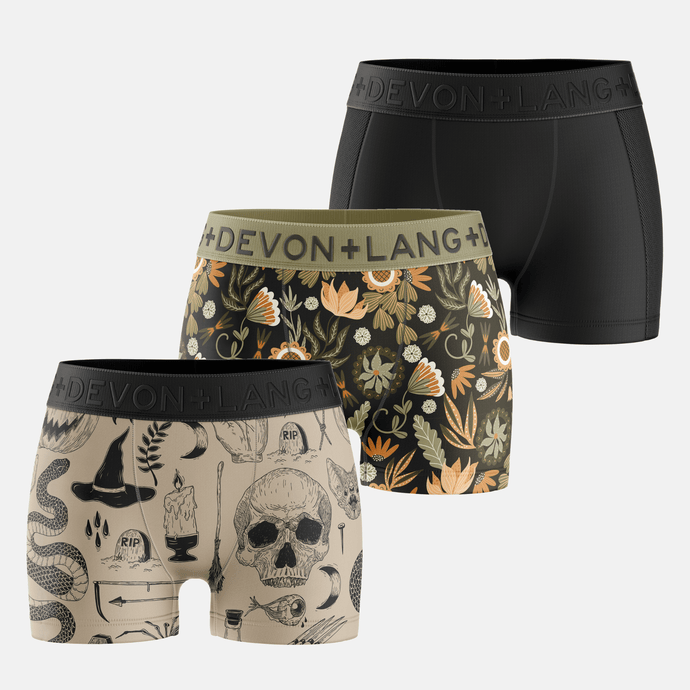 Bria Women's Boyshort - Multi-Packs - Spooky/Rustic Florals/Obsidian