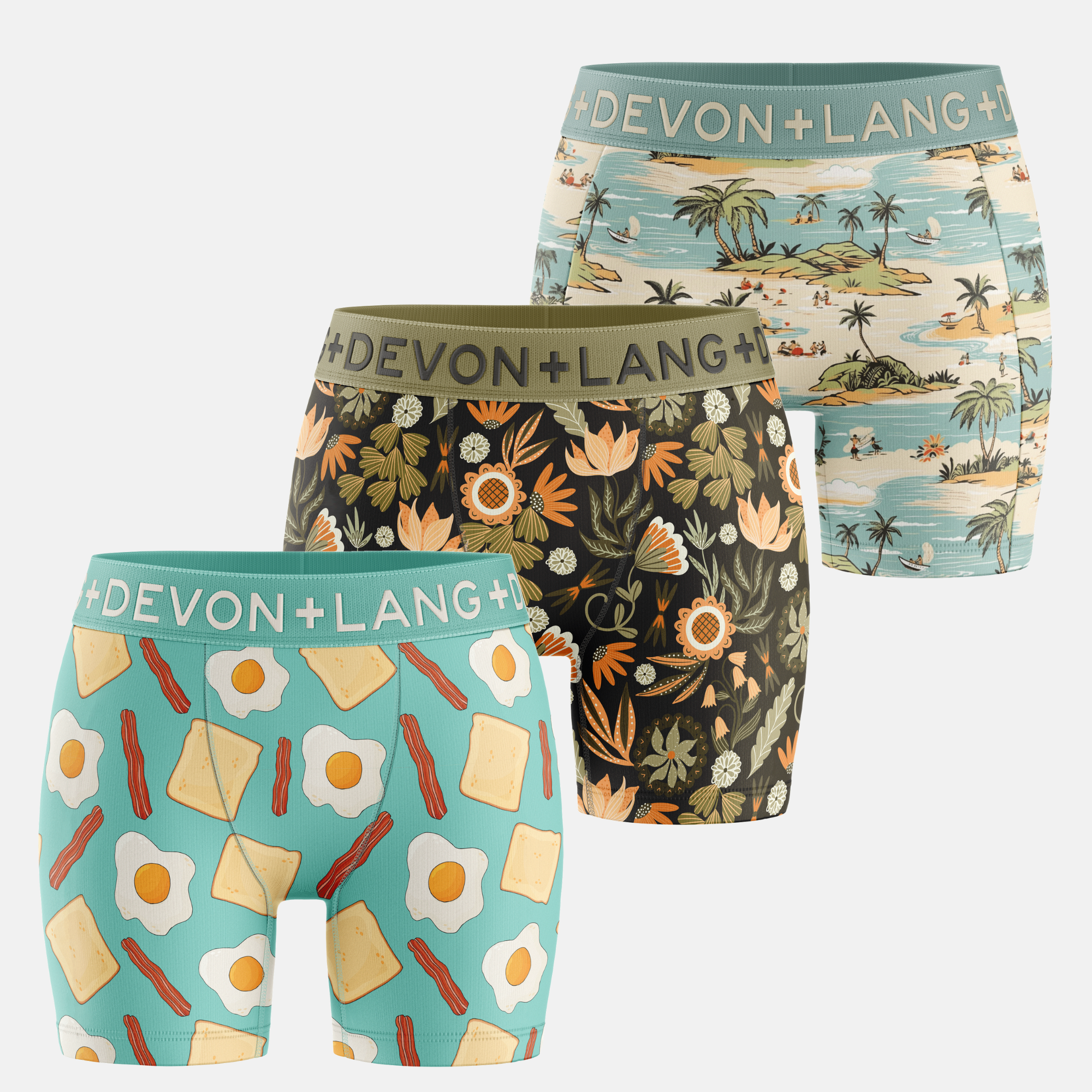 Bria Women's Boxer Brief - Multi-Packs - Sunny Side Up/Rustic Florals/Island