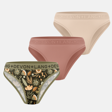 Katrina French Bikini - Multi-Packs - Rustic Florals/Bronze/Sand