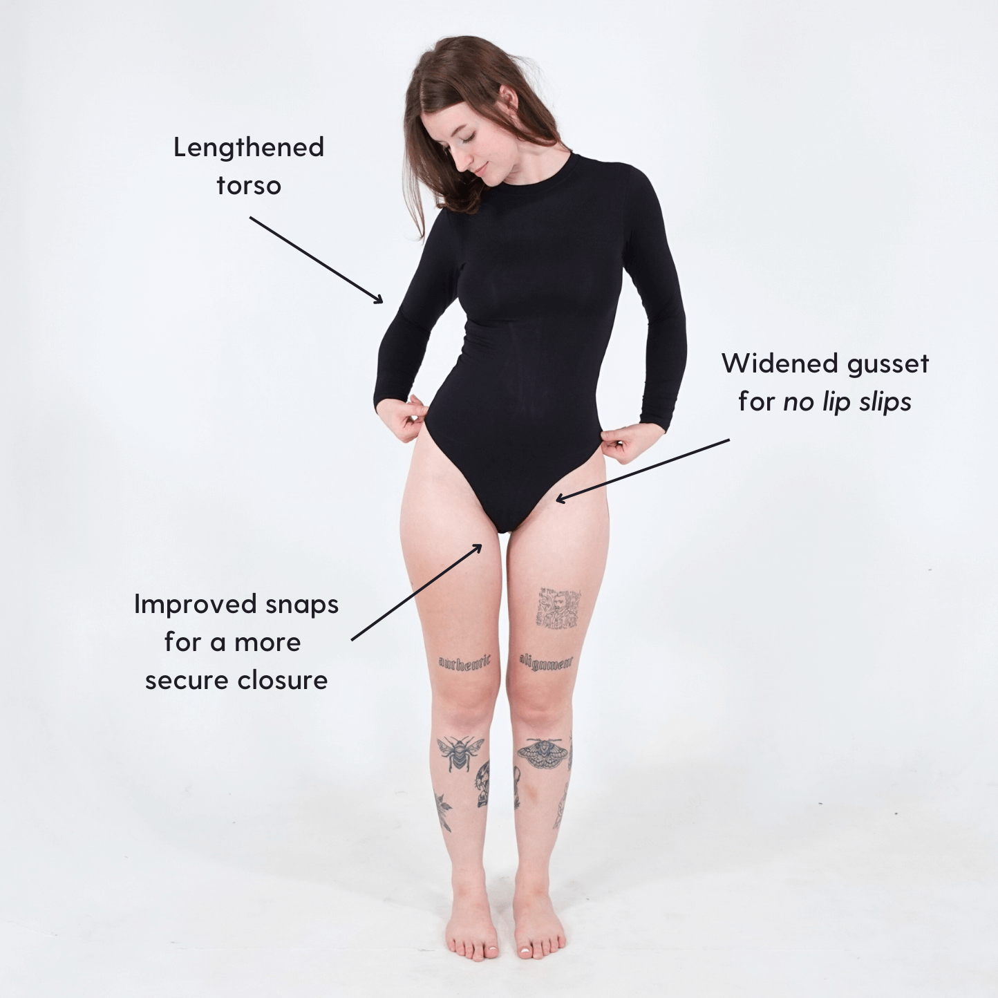 Emily Long Sleeve Bodysuit - Obsidian