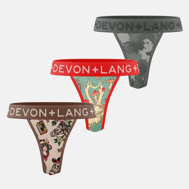 Bria V-Thong - Multi-Packs - Vintage Outlaws/Forest Mushroom/Grey Camo