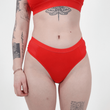 Katrina Everyday Thong - Mesh Panels - Scarlet
