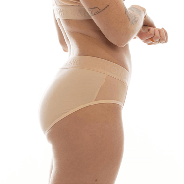 Bria Bikini Brief - Mesh Panels - Sand