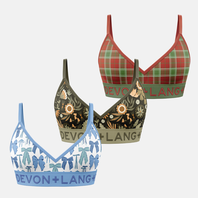 Bria Bralette - Multi-Packs - Blue Bows/Rustic Floral/Vintage Tartan