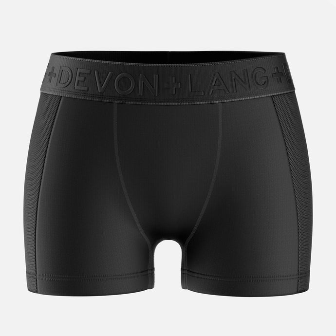 Bria Women's Boyshort - Mesh Panels - Obsidian