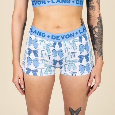 Bria Women's Boyshort - Blue Bows