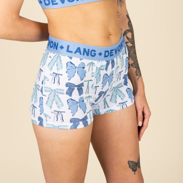Bria Women's Boyshort - Blue Bows