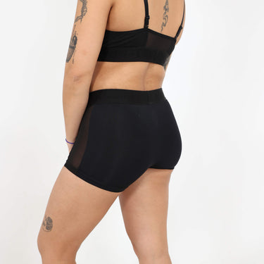 Bria Women's Boyshort - Mesh Panels - Obsidian