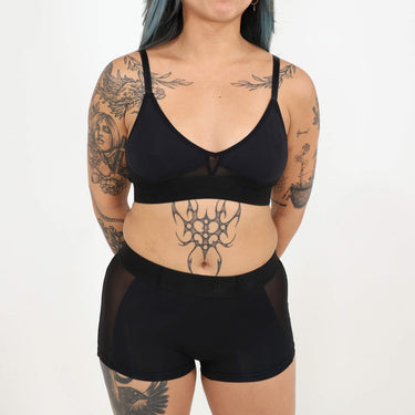 Bria Bralette - Mesh Panels - Obsidian