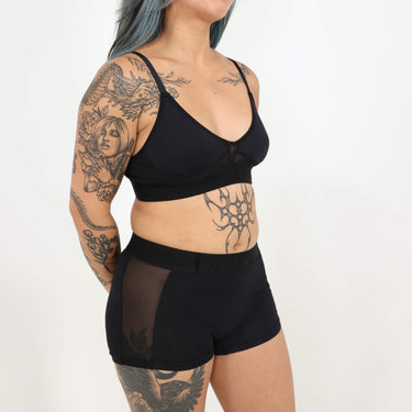 Bria Bralette - Mesh Panels - Obsidian
