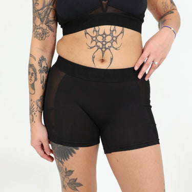 Bria Women's Boxer Brief - Mesh Panels - Obsidian