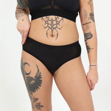 Katrina Everyday Thong - Mesh Panels - Obsidian