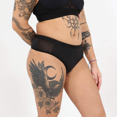 Katrina Everyday Thong - Mesh Panels - Obsidian