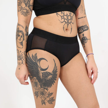 Bria Bikini Brief - Mesh Panels - Obsidian