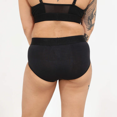 Bria Bikini Brief - Mesh Panels - Obsidian