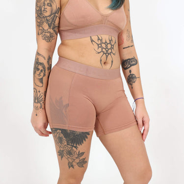 Bria Women's Boxer Brief - Mesh Panels - Bronze