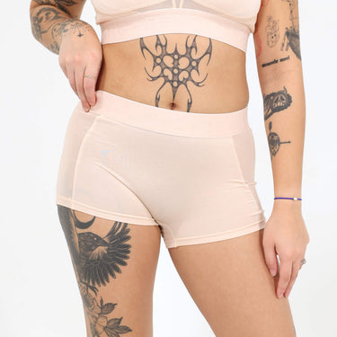 Bria Women's Boyshort - Mesh Panels - Sand