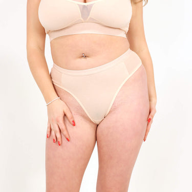 Katrina Everyday Thong - Mesh Panels - Sand