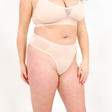 Katrina Everyday Thong - Mesh Panels - Sand