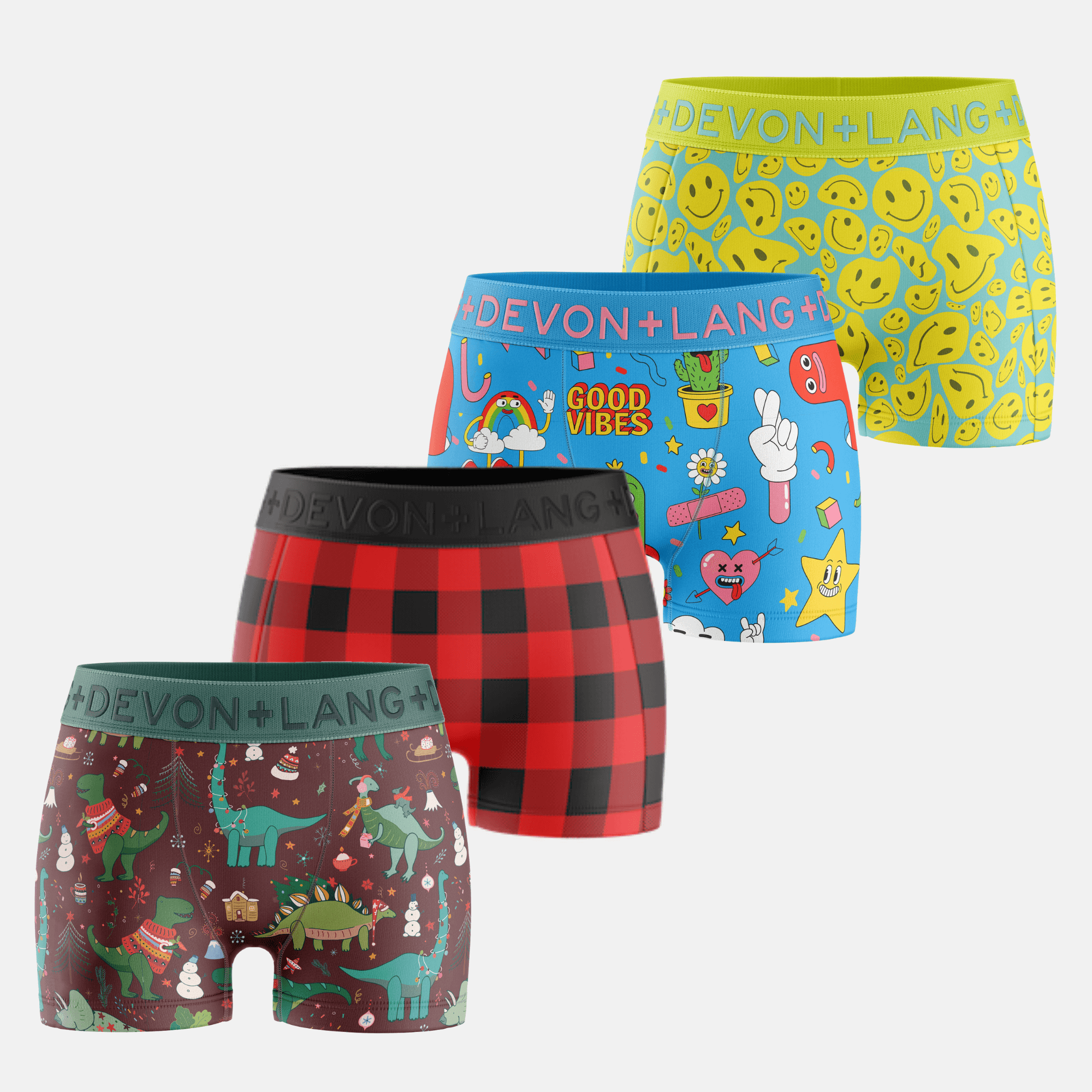 Bria Boyshort - Girls - Multi-Pack - Chilly Dinos/Plaid/Cartoons/Smilies