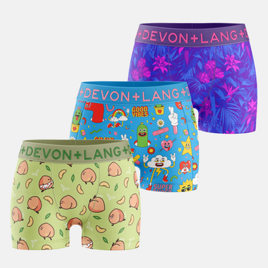 Bria Women's Boyshort - Multi-Packs - Peaches/Cartoons/Bromeliad UV