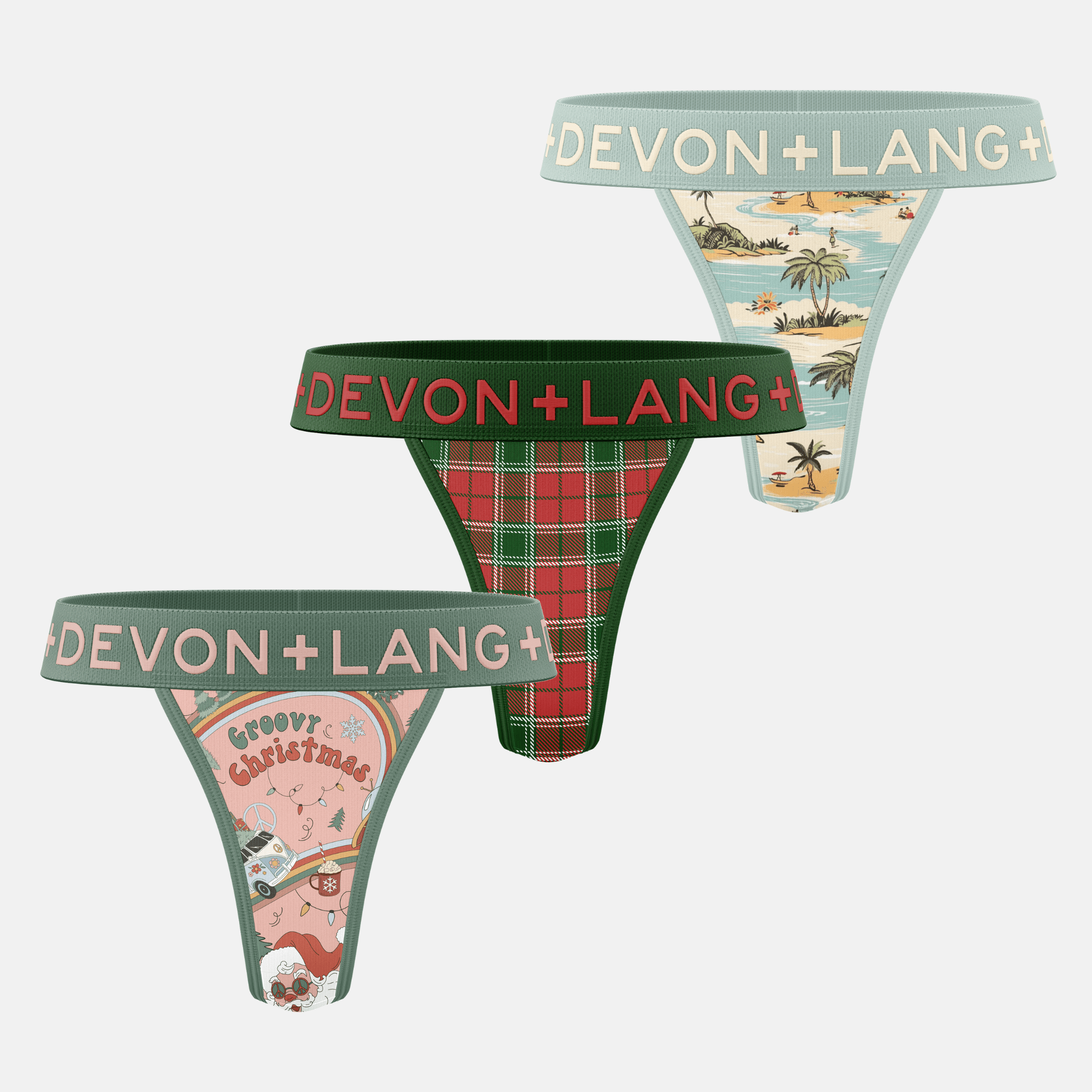 Bria V-Thong - Multi-Packs - Hippie Santa/Vintage Tartan/Island