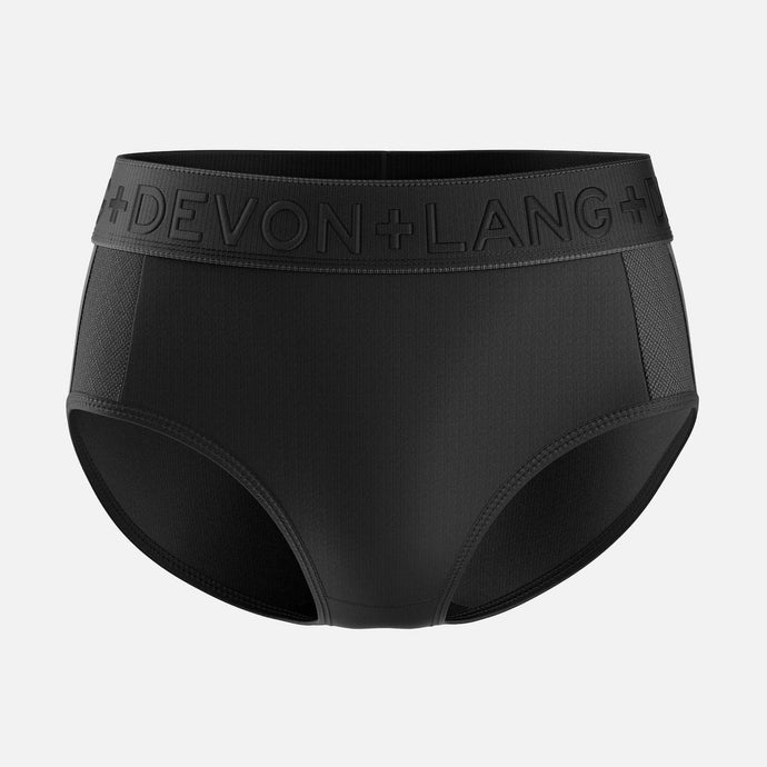 Bria Bikini Brief - Mesh Panels - Obsidian
